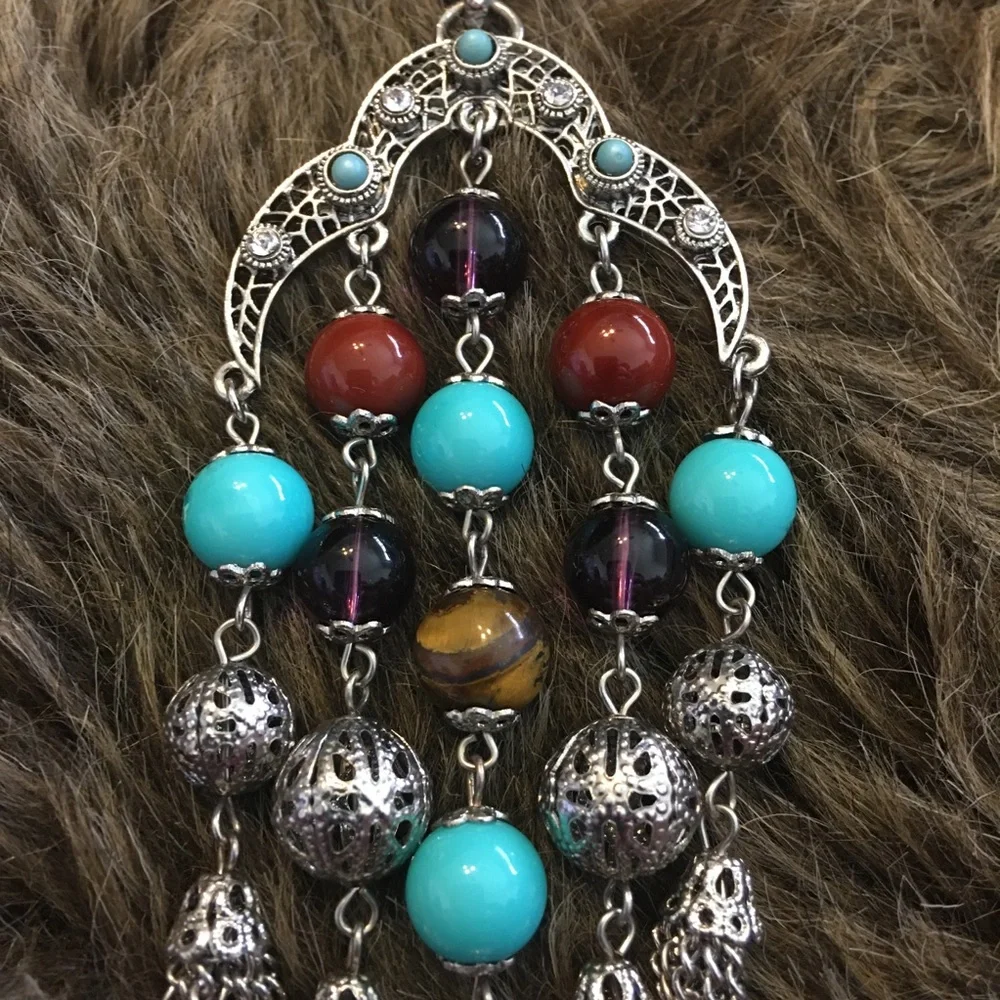 R.J. Graziano glass bead tassel chain necklace